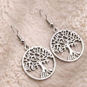 Silver Tree of Life Dangle Earrings – Boho Nature-Inspired Jewelry